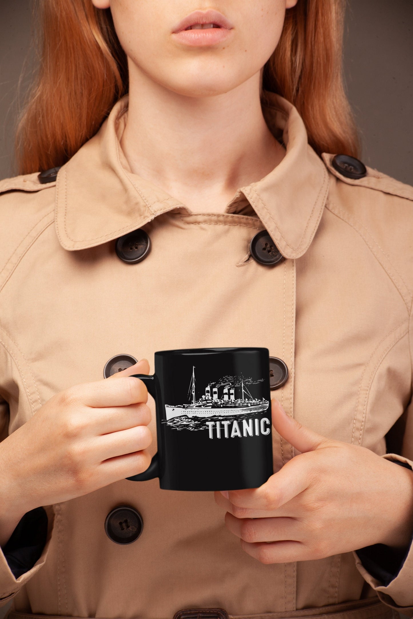 Black Titanic custom mug 11oz, vintage custom travel mug, large mug for teen boy