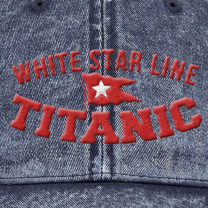 R.M.S Titanic dad hat, white star line embroidery font, Titanic teen boy gift