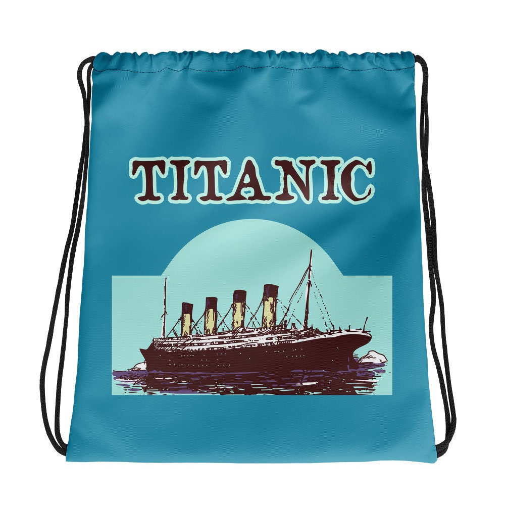 Titanic drawstring pouch, old poster style drawstring backpack, summer gym bag