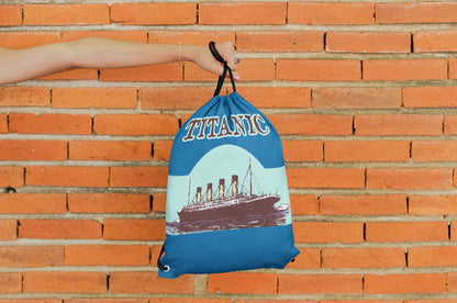 Titanic drawstring pouch, old poster style drawstring backpack, summer gym bag