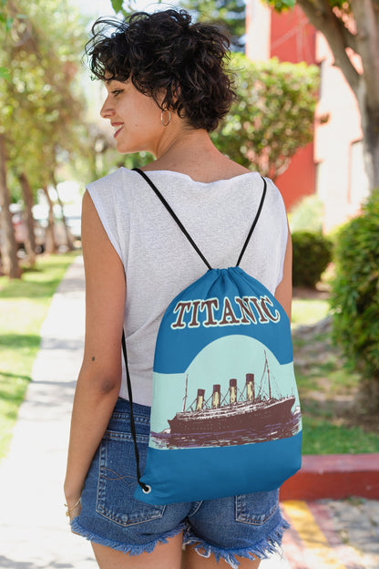 Titanic drawstring pouch, old poster style drawstring backpack, summer gym bag