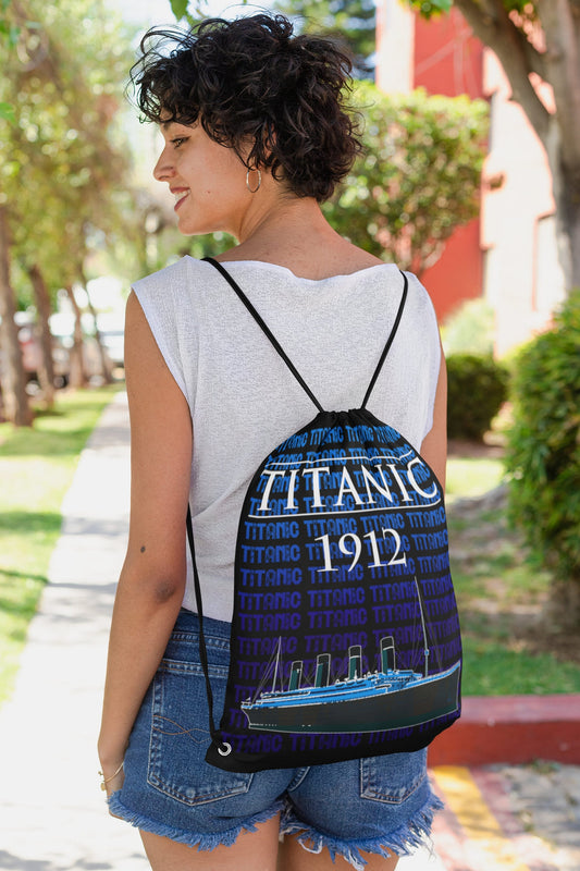 Titanic drawstring backpack, vintage drawstring pouch, drawstring bag, school gift for pupil