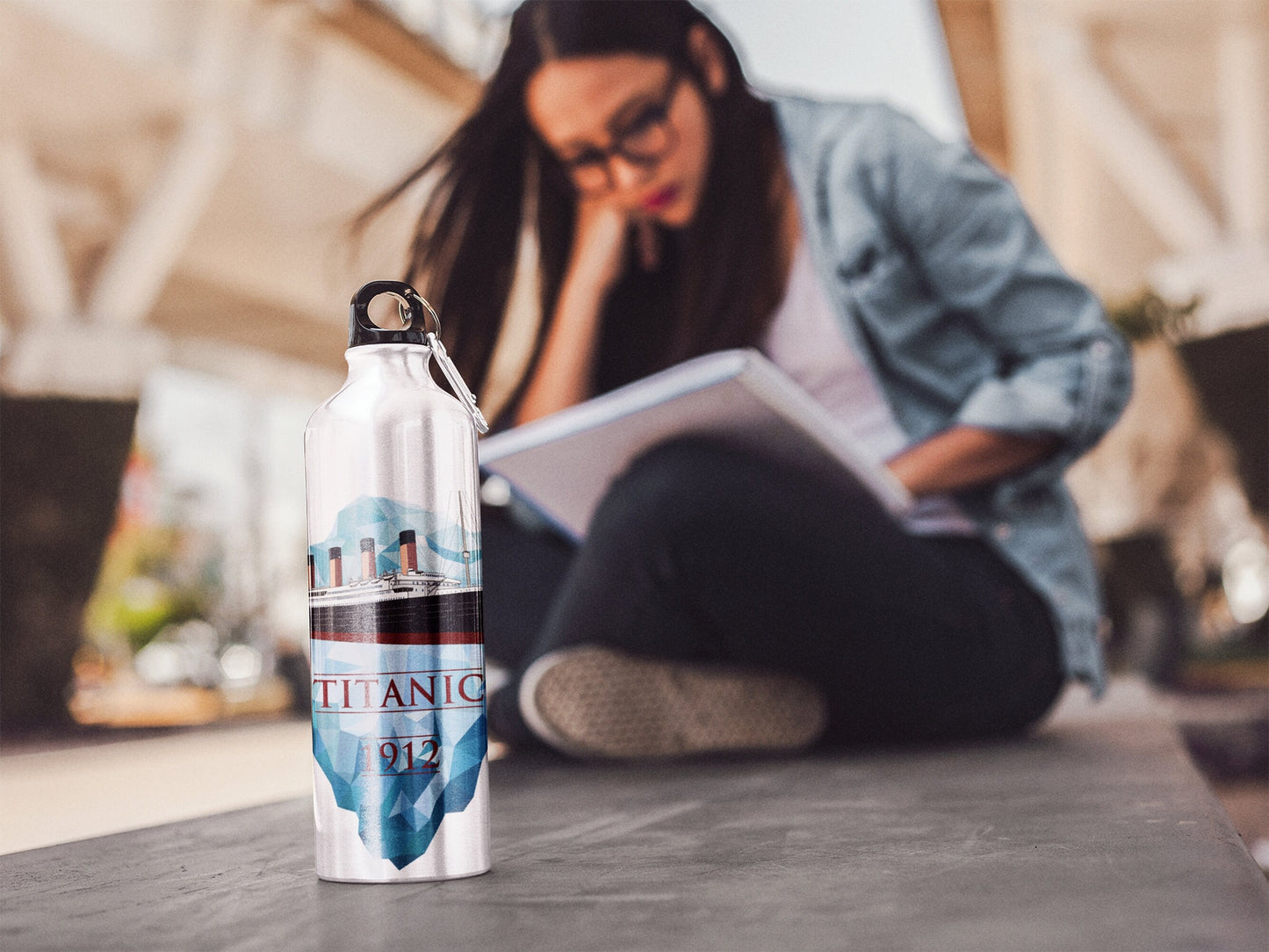 Iceberg & Titanic water bottle, perfect gift for yoga lover, stainless steel water bottle