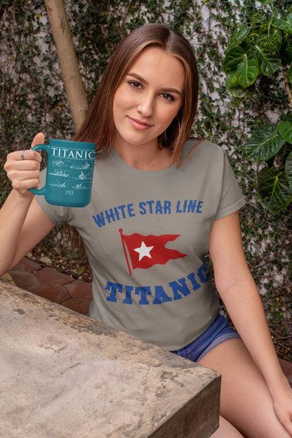 Customized Titanic vintage t shirt, retro poster style design, gift for history student.