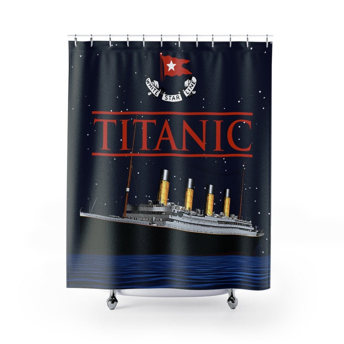 Titanic shower curtain, vintage housewarming gift, bath curtain - gift for teen boy