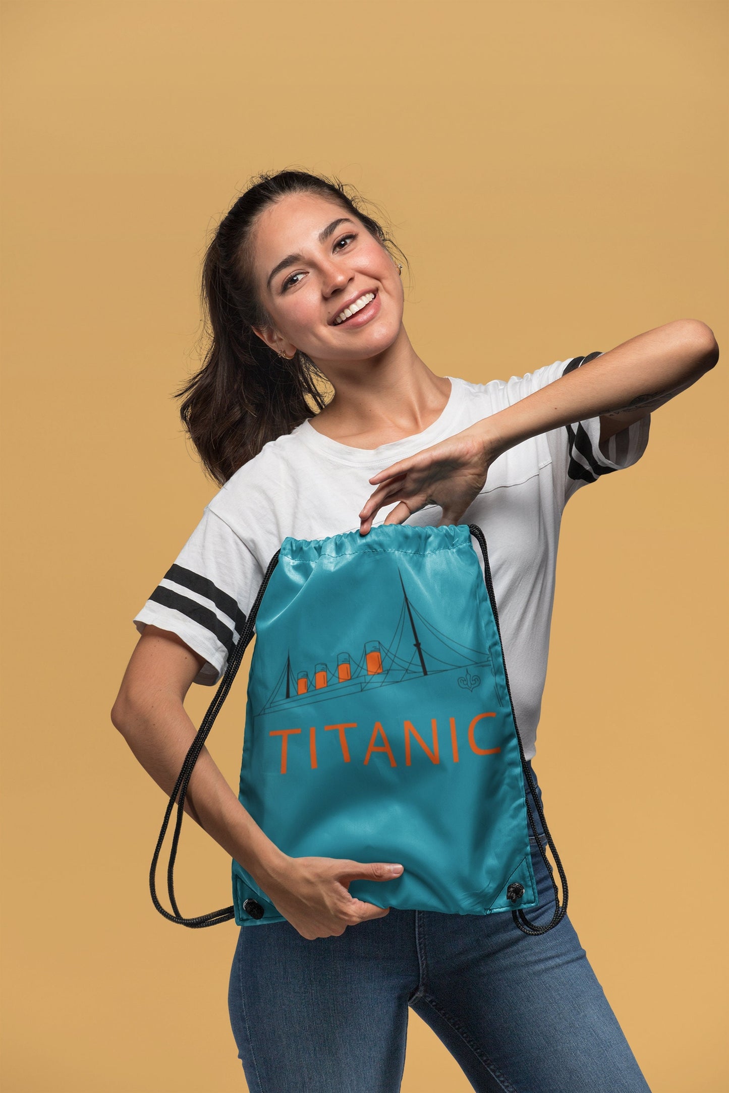 Titanic drawstring back pack, college student gift, vintage drawstring pouch - perfect gift for college teacher