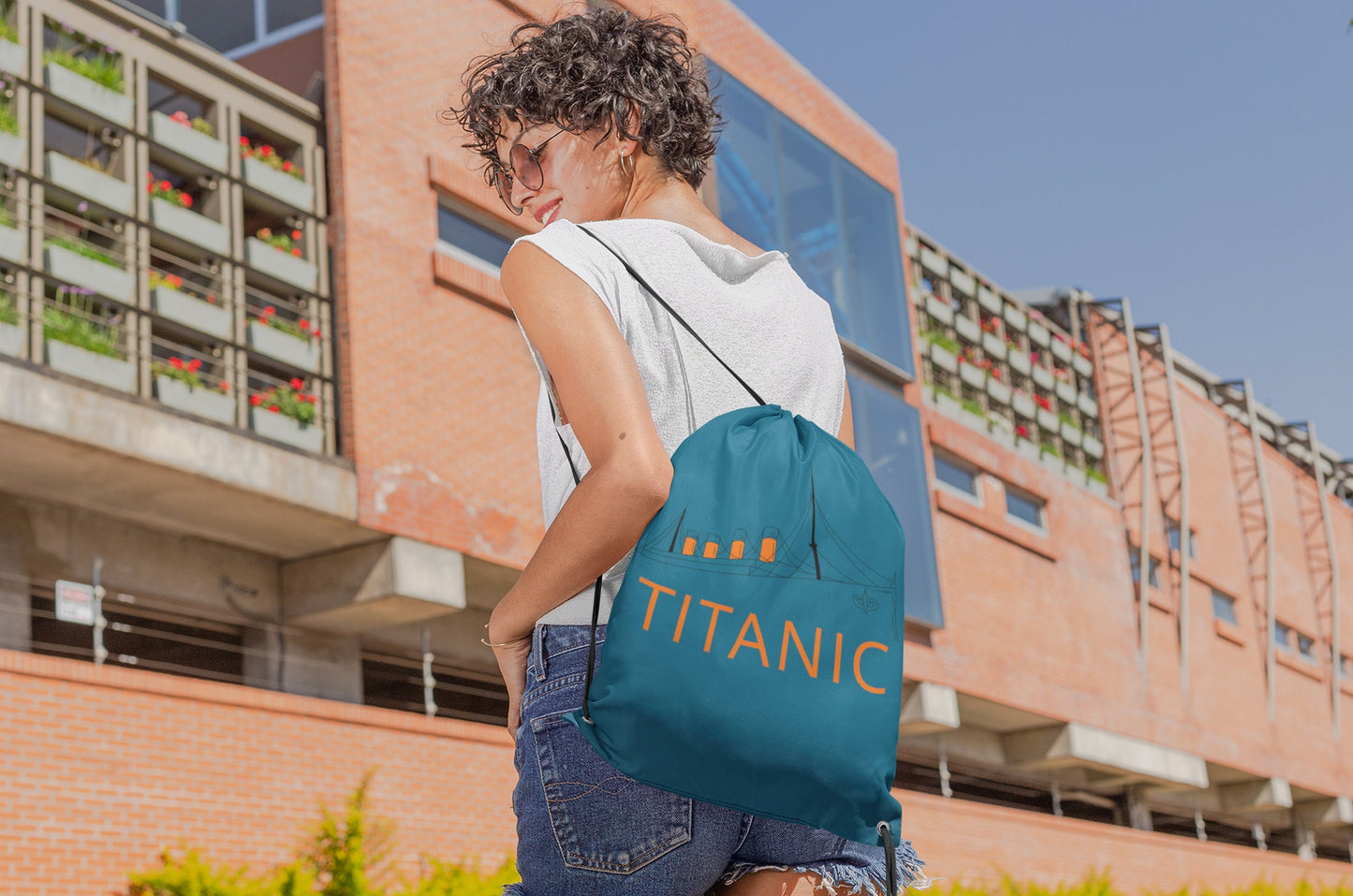 Titanic drawstring back pack, college student gift, vintage drawstring pouch - perfect gift for college teacher