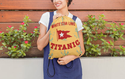 Cruise drawstring pouch, Titanic backpack, vintage drawstring for kids - retro drawstring bag