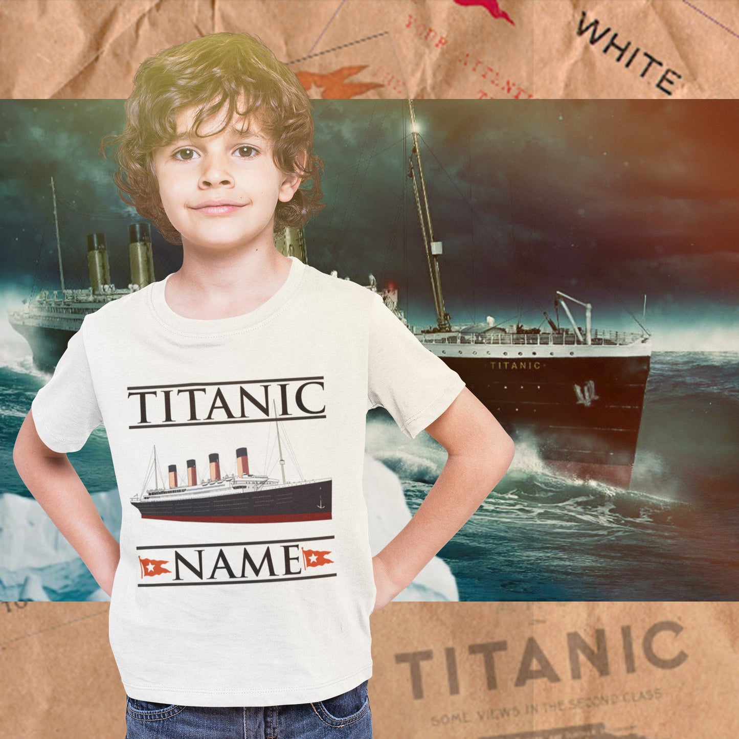 Personalized t shirt - name kids vintage shirt. Titanic personalized gift for Titanic lover, Titanic fan, history buff