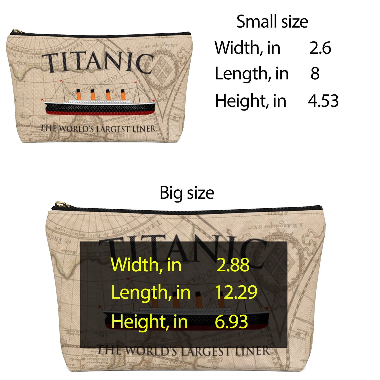 School pencil case with Titanic the world's biggest liner, gift for the pupil history buff - Titanic lover