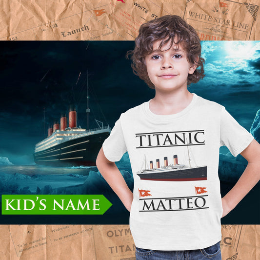 Titanic custom name shirt, handmade t shirt for history buff, custom printed tee -gift for kid's, 2-10 years old