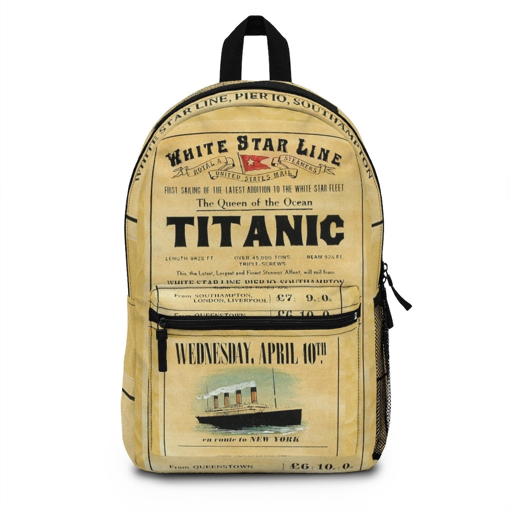 Titanic boys backpack for school, backpack for kids, history lover gift (Made in USA)