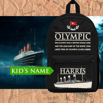 R.M.S Olympic custom name backpack, personalized backpack - reusable Olympic gift for boy 6 14 years old