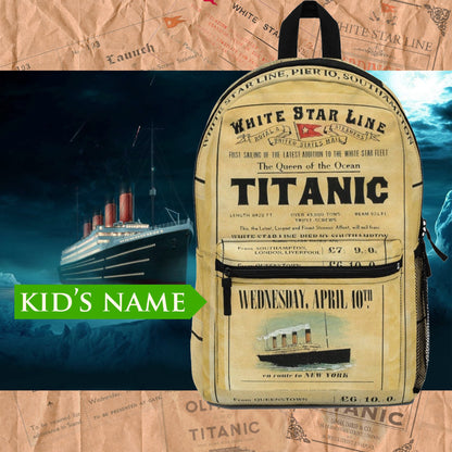 Titanic boys backpack for school, backpack for kids, history lover gift (Made in USA)