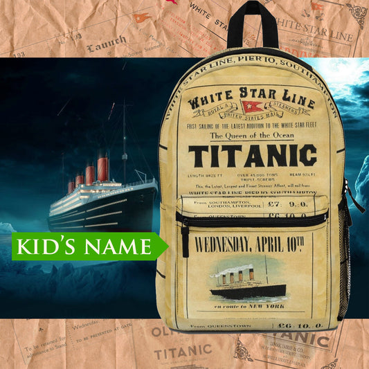 Titanic boys backpack for school, backpack for kids, history lover gift (Made in USA)