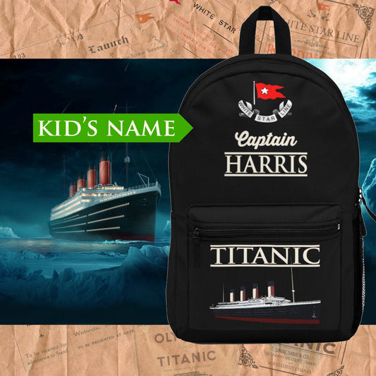 Captain Titanic custom name backpack, personalized backpack - reusable Titanic gift for boy 6 14 years old, back to school backpack