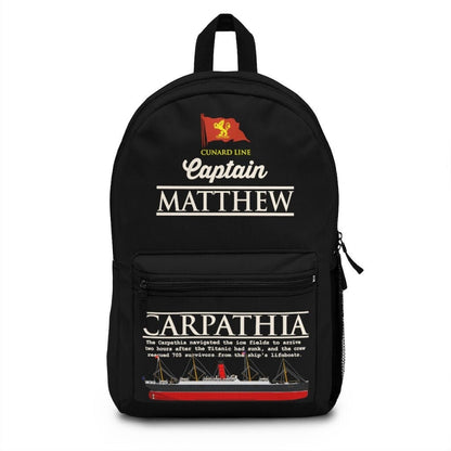 Custom name backpack Captain Carpathia, personalized backpack - reusable RMS Carpathia ship gift for boy 6 14 years old, Cunand line steamer