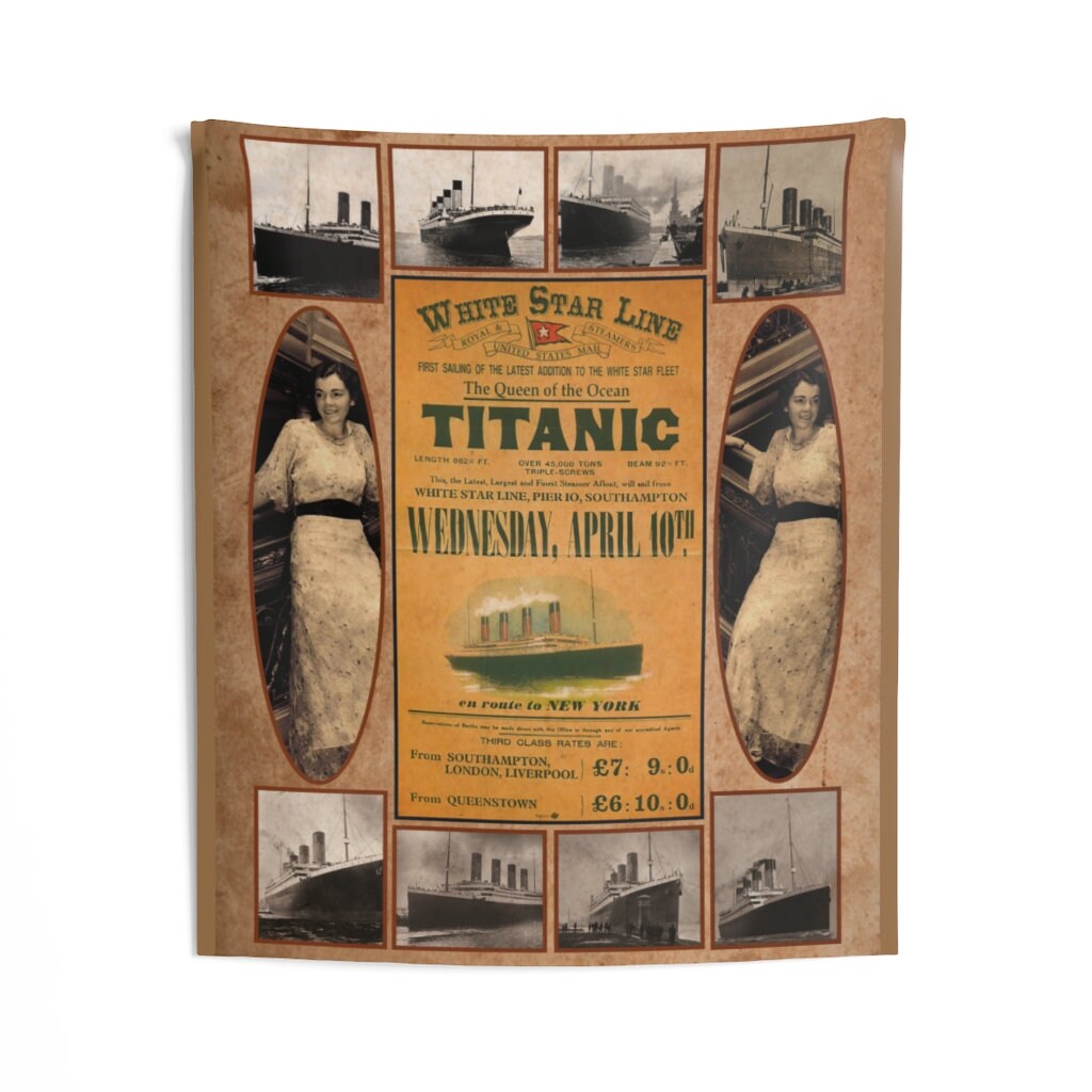 Titanic wall art, tapestries wall hanging yellow, Titanic wall decor for boys room, white star line wall decor, boy room decor