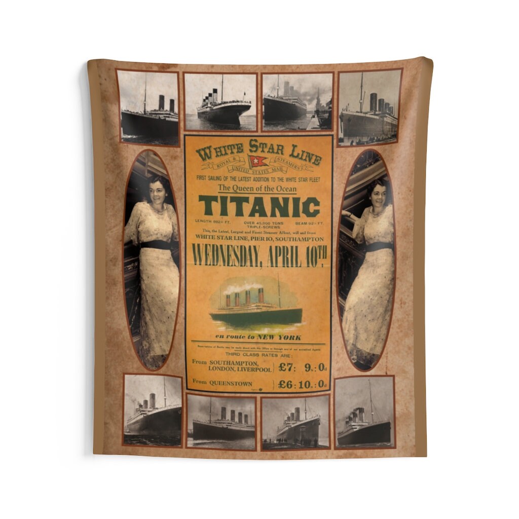 Titanic wall art, tapestries wall hanging yellow, Titanic wall decor for boys room, white star line wall decor, boy room decor