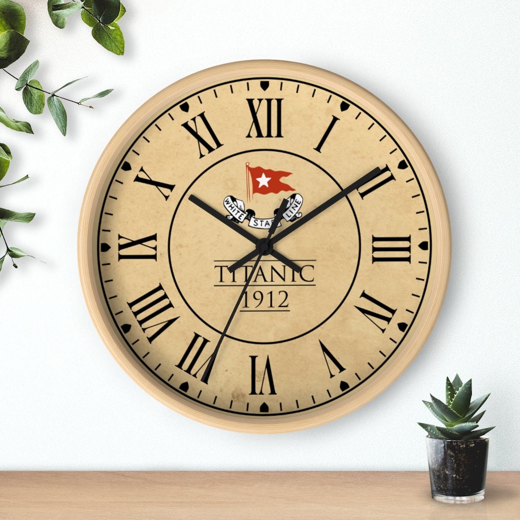 Titanic 1912 wall clock, white star line wooden wall clock, retro wall clock - vintage wall clock gift for boy 6 8 year