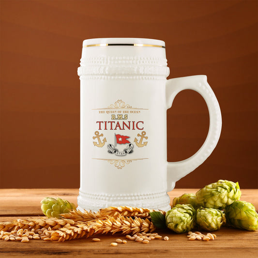 Titanic Beer Mug, White Star Line Beer Mug, Personalized Beer Stein, Beer Lover Gift, Ceramic Beer Mug