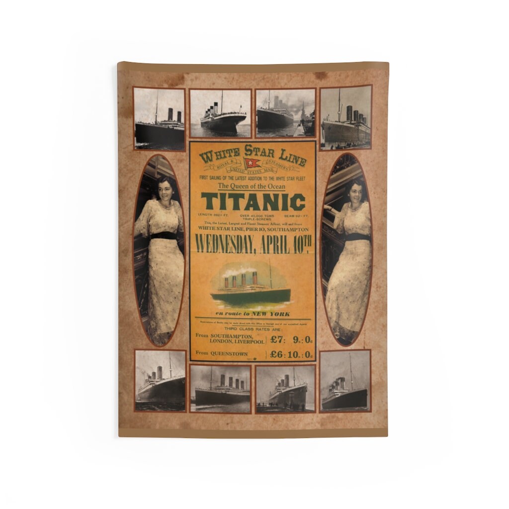 Titanic wall art, tapestries wall hanging yellow, Titanic wall decor for boys room, white star line wall decor, boy room decor