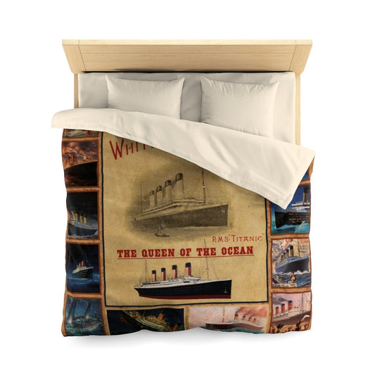 Titanic duvet cover, history buff gift - white star line Titanic kids quilt cover, softened duvet cover, Christmas gift for boy 6 8 years