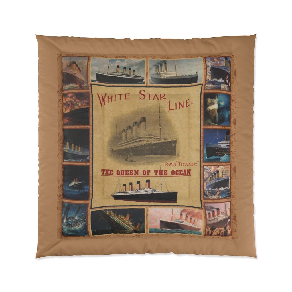 Titanic comforter, white star line  comforter full - pastel comforter gift for boy 6 8 years old, custom comforter