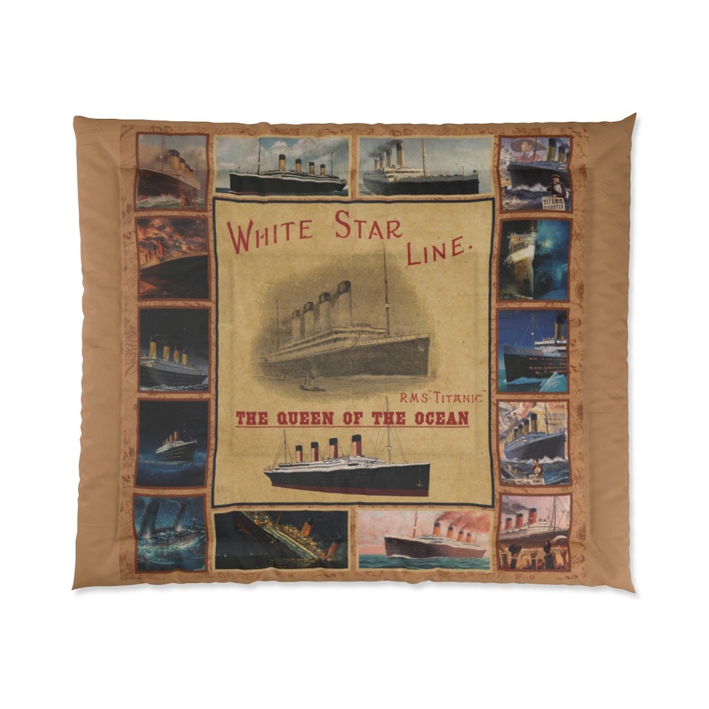 Titanic comforter, white star line  comforter full - pastel comforter gift for boy 6 8 years old, custom comforter