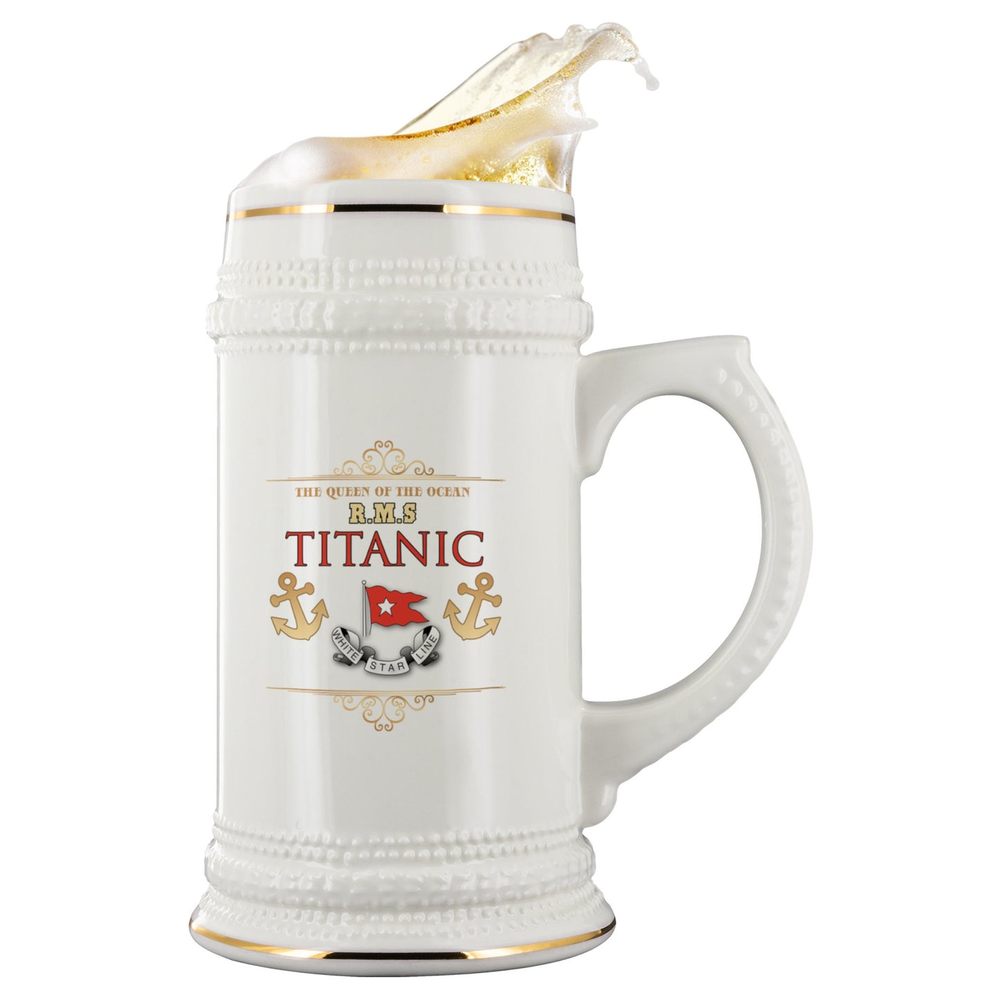 Titanic Beer Mug, White Star Line Beer Mug, Personalized Beer Stein, Beer Lover Gift, Ceramic Beer Mug