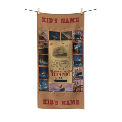 Titanic polycotton towel, white star line bath towel, personalized boy's towel - gift for kid's, Titanic+towel