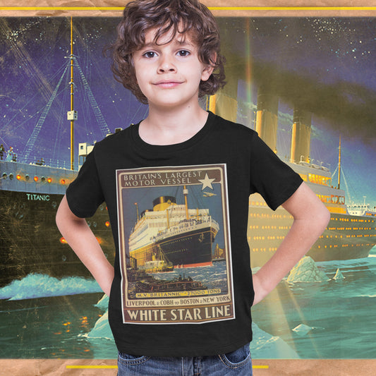 White Star Line shirt, Titanic & Olympic tshirt, old poster style tee for 6 year old boy, custom kid shirt for Titanic party