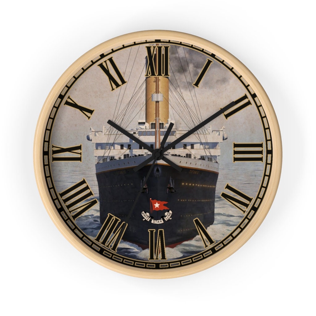 RMS Titanic vintage wall clock, White Star Line wooden wall clock - small wall clock 6 year old boy gift, retro wall clock