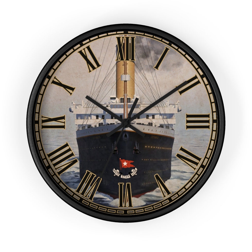 RMS Titanic vintage wall clock, White Star Line wooden wall clock - small wall clock 6 year old boy gift, retro wall clock