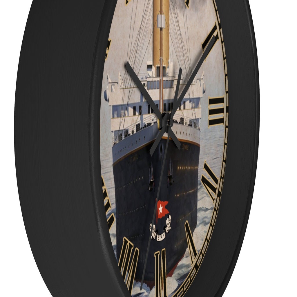 RMS Titanic vintage wall clock, White Star Line wooden wall clock - small wall clock 6 year old boy gift, retro wall clock