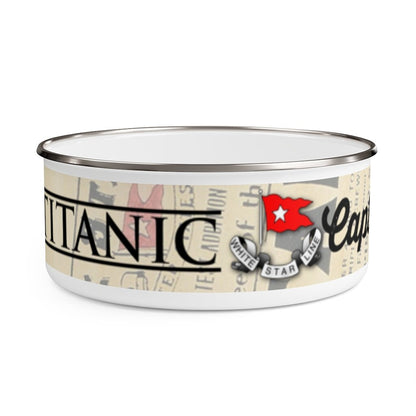 RMS Titanic enamel bowl - 8 year old boy gift, White Star Line enamel bowl vintage, retro white enamel bowl for Titanic party