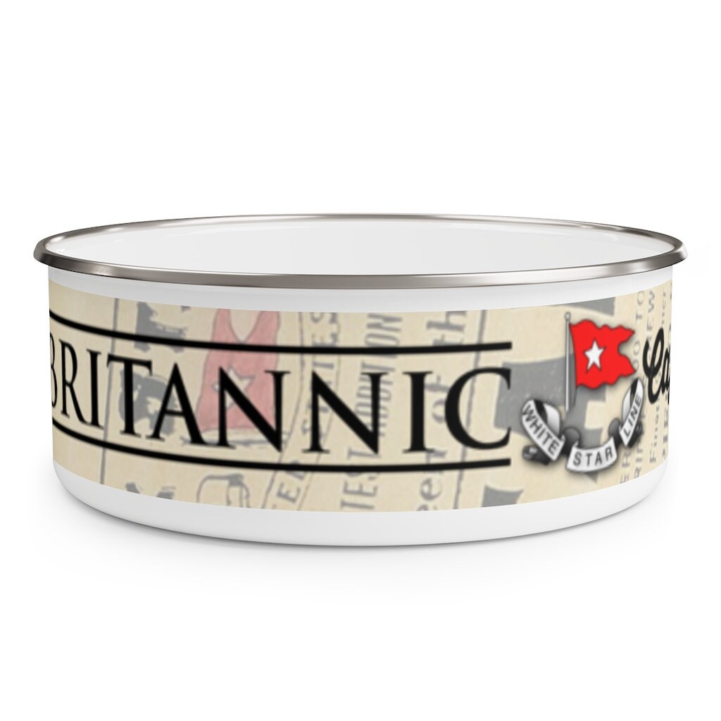 HMHS Britannic Enamel Bowl - 8 year old boy gift, White Star Line enamel bowl vintage, retro white enamel bowl for Titanic party