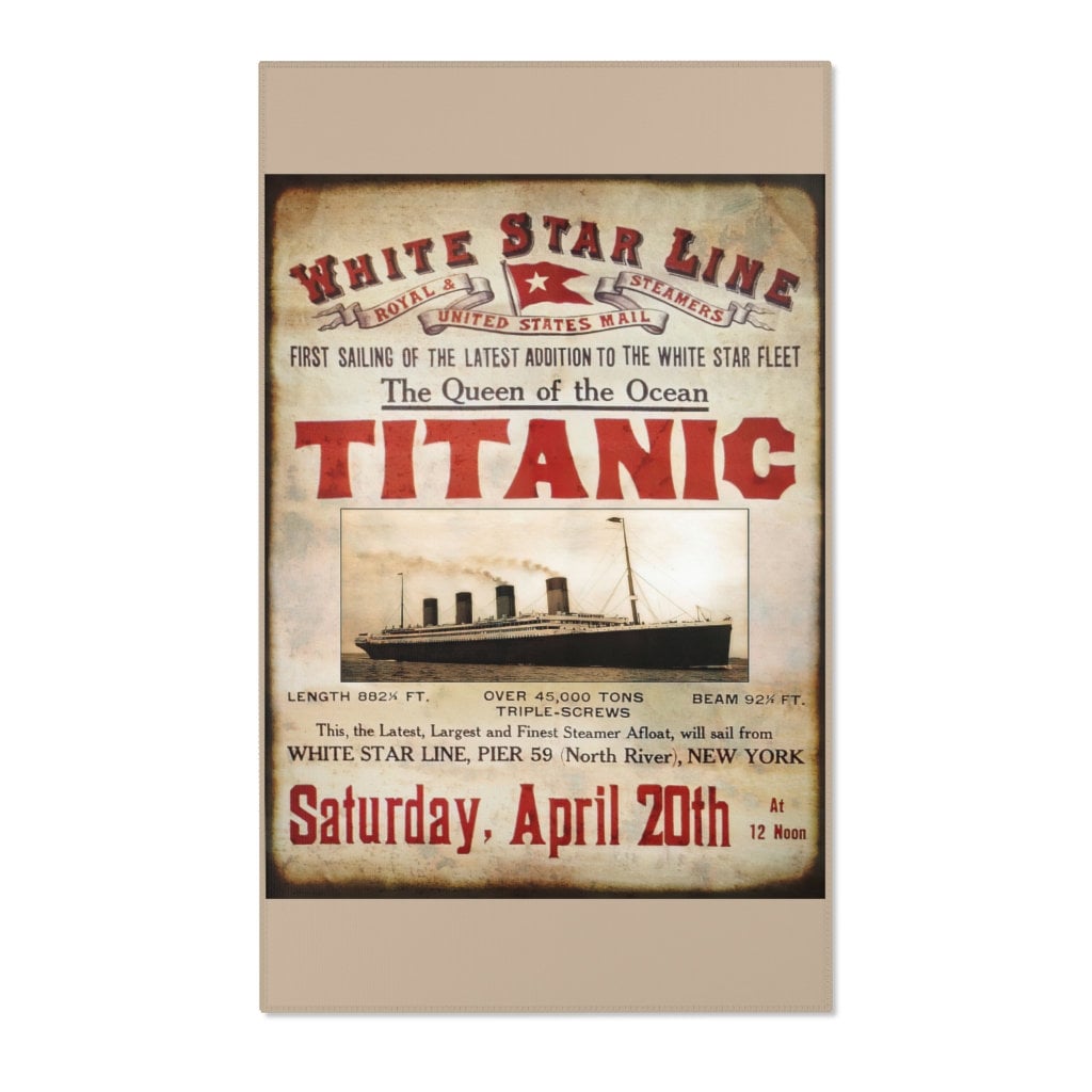 Titanic area rugs for sale, White Star Line area rugs runner, vintage rugs for home - 8 year old girl gift, Titanic party gift