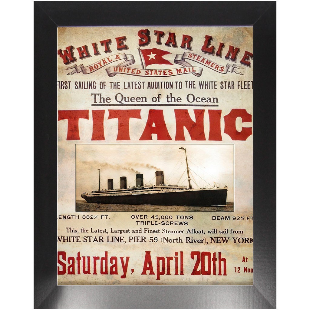 Titanic art framed prints - White Star Line framed poster prints, Titanic framed wall art  - Titanic lover gift, Titanic fan gift