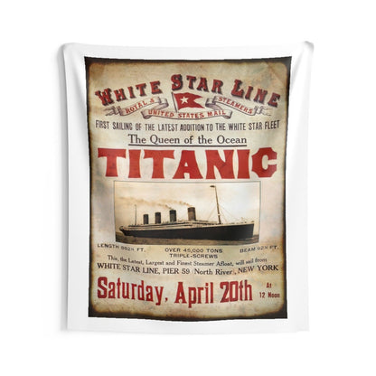 White Star Line Indoor Wall Tapestries, Titanic tapestries wall hanging - 8 year old boy gift, Titanic party old vintage poster