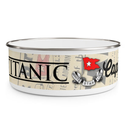 RMS Titanic enamel bowl - 8 year old boy gift, White Star Line enamel bowl vintage, retro white enamel bowl for Titanic party