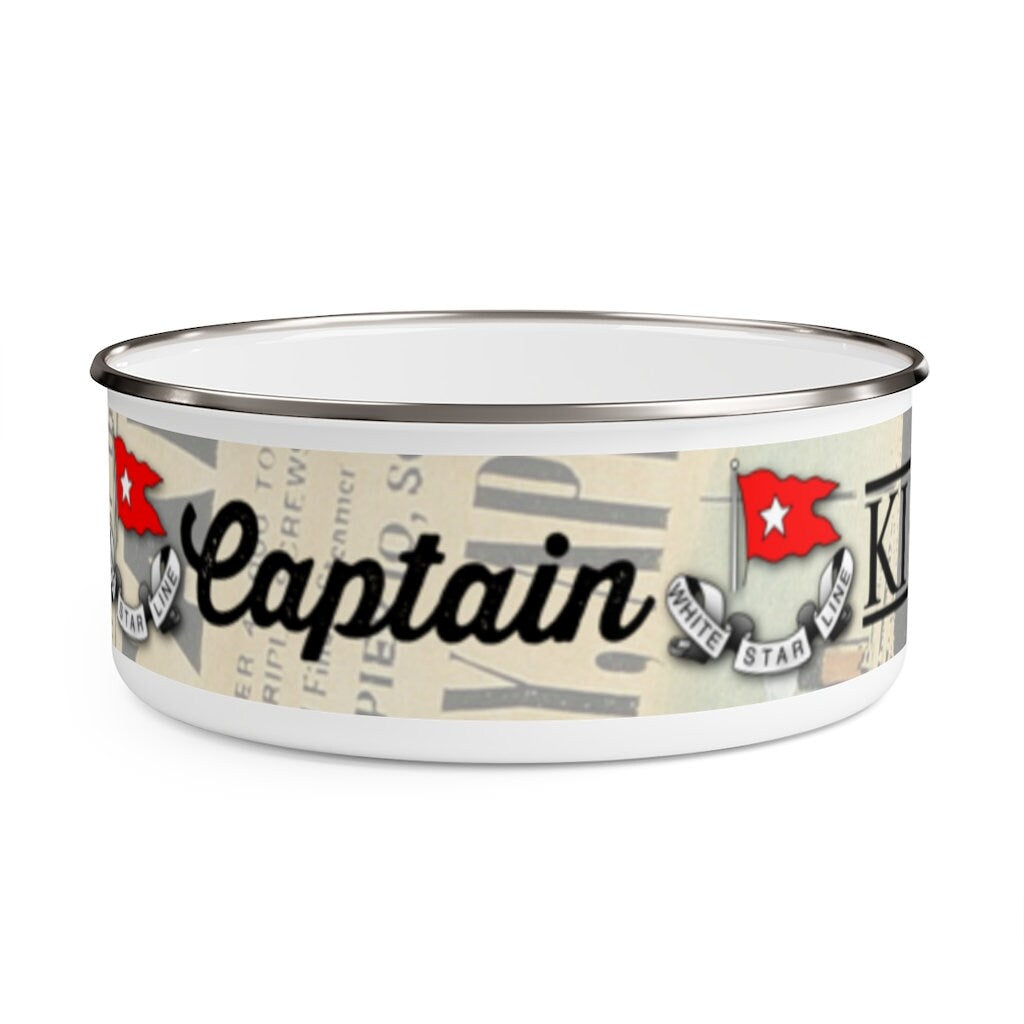 RMS Titanic enamel bowl - 8 year old boy gift, White Star Line enamel bowl vintage, retro white enamel bowl for Titanic party