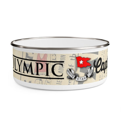 RMS Olympic Enamel Bowl - 9 year old boy gift, White Star Line enamel bowl vintage, retro white enamel bowl for Titanic party