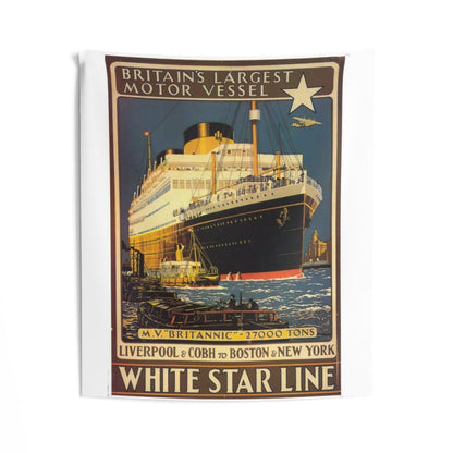 Indoor Wall Tapestries Britain's largest motor vessel - M.V. Brittannic, White Star Line history buff gift for boy 9 years old