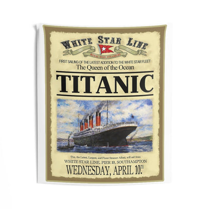 Indoor Wall Tapestries with Titanic, vintage old poster White Star line, retro gift for boy and girl, Titanic party gift