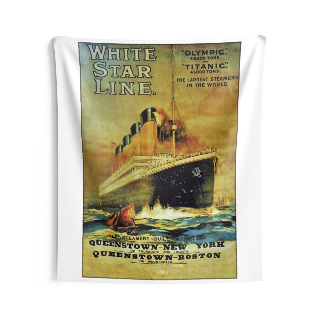 Titanic wall tapestries, White Srtar Line tapestries wall hanging, 6 year old boy gift - Titanic party wall art