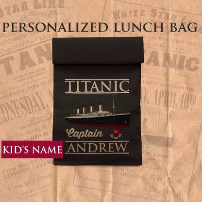 Titanic personalized lunch bag for kid's, reusable white star line lunch bag, lunch bag for boy 6 8 history buff, lunch+bag