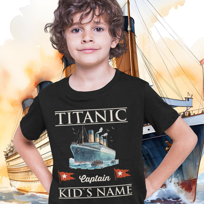 Titanic custom name kids t shirt, personalized shirt for 7th birthday gift, White Star Line flag tshirt