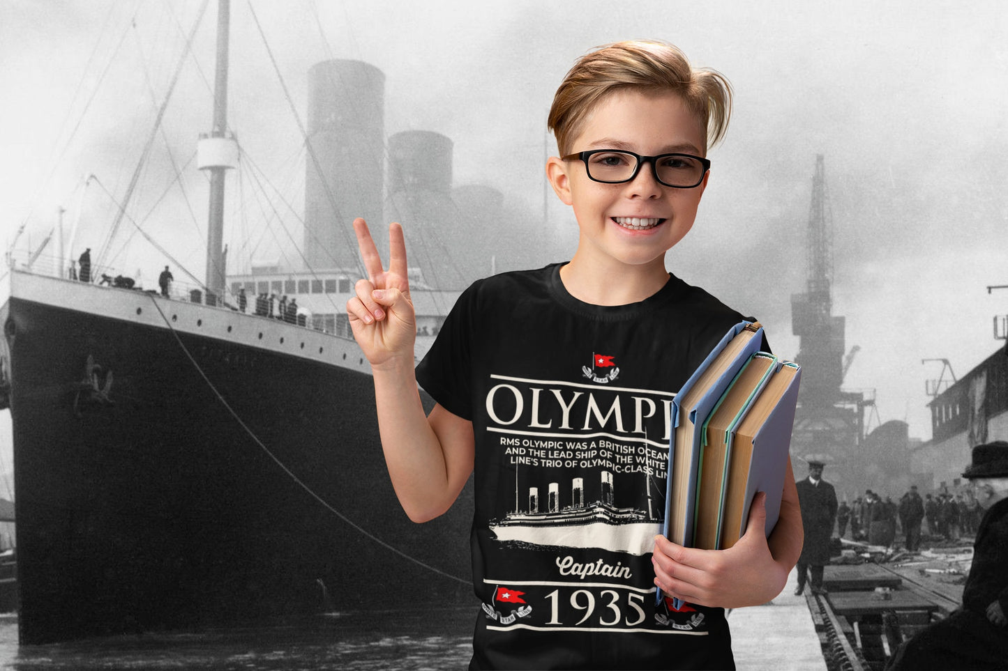 Captain R.M.S Olympic custom name shirt, handmade t shirt - personalizer reusable Olympic gift for boy 6 8 years old