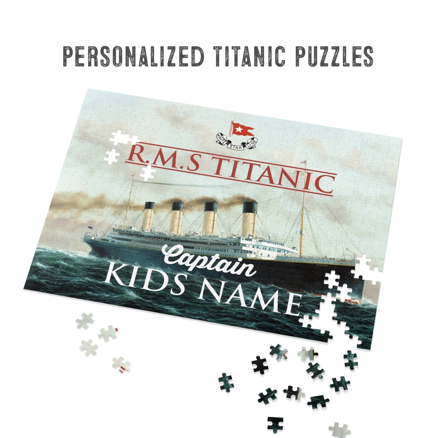 Titanic custom jigsaw puzzle, personalized name puzzle - name puzzle baby, gift for history lover (30, 110, 252, 500, 1000-piece)